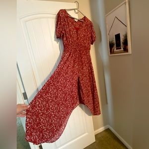 Beautiful Hayden Women’s Red Floral Midi Dress 1x/xxl